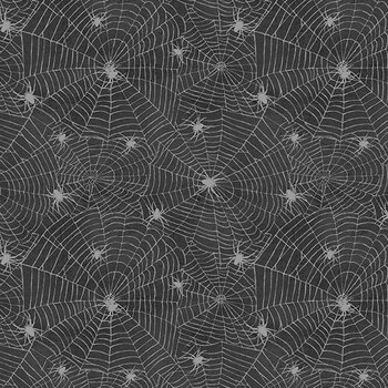 Happy Haunts 32827-999 Spider Webs Black by Leslie Trimbach for Wilmington Prints