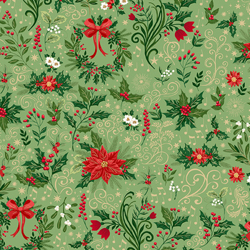 Evergreen Elegance MU-313-G5 Ornate Light Green by Makower UK