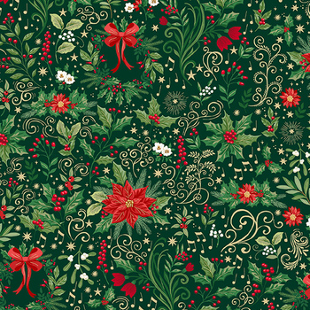 Evergreen Elegance MU-313-G9 Ornate Dark Green by Makower UK