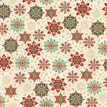 Evergreen Elegance MU-314-Q Snowflake Cream by Makower UK