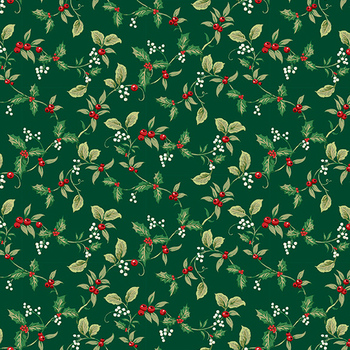 Evergreen Elegance MU-315-G Holly Green by Makower UK