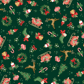 Evergreen Elegance MU-316-G Embellish Green by Makower UK
