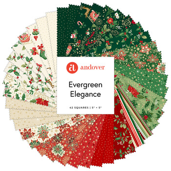 Evergreen Elegance  5" Squares by Makower UK