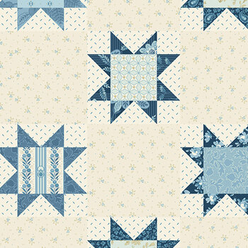 Flower Girl Quilt Tops A-10982-B Sawtooth Star Bluebell by Laundry Basket Quilts for Andover Fabrics