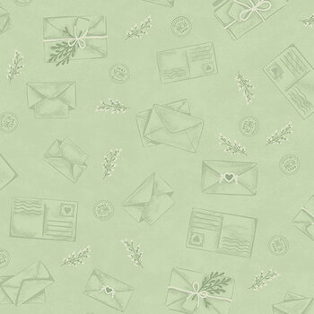 Gooseberry and Garland A-10965-G Letters From Nelson Frosted Sage by The Quilted Cow for Andover Fabrics