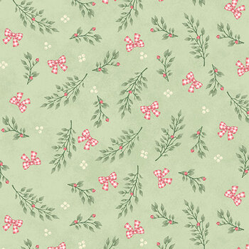 Gooseberry and Garland A-10967-G Cow Tied with a Bow Frosted Sage by The Quilted Cow for Andover Fabrics
