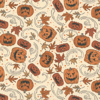 Gothic Haunt 21005-11 Ghost Spicy Pumpkin by Stacy Iest Hsu for Moda Fabrics
