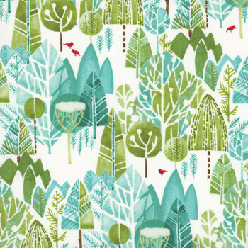 Mum's Christmas 48821-11 Snow Winter Tree Landscape by Robin Pickens for Moda Fabrics