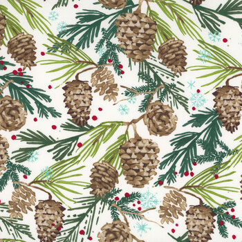 Mum's Christmas 48822-11 Snow Pinecones by Robin Pickens for Moda Fabrics