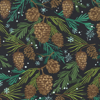 Mum's Christmas 48822-18 Midnight Pinecones by Robin Pickens for Moda Fabrics
