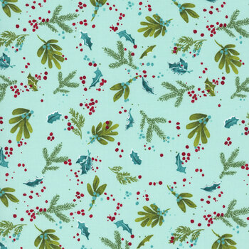 Mum's Christmas 48825-12 Aqua Mistletoe by Robin Pickens for Moda Fabrics