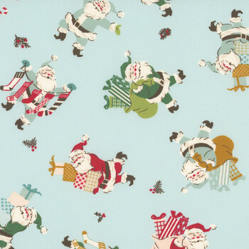 Twinkle & Tinsel 45691-14 Mist Jolly Santa by Fancy That Design House for Moda Fabrics