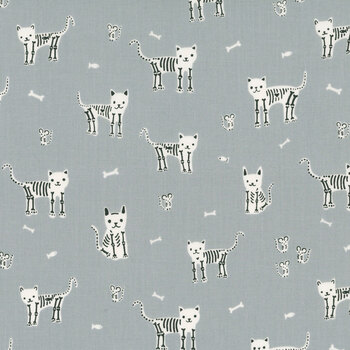 Boo Valley RS4194-14 My Pet Skeleton Steel by Ruby Star Society for Moda Fabrics