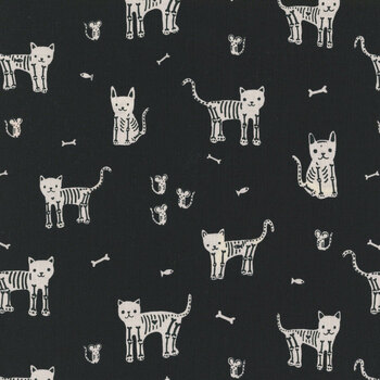 Boo Valley RS4194-15 My Pet Skeleton Black by Ruby Star Society for Moda Fabrics