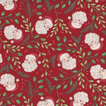 Snowy St. Nick 56220-13 Berry Red Santa & Greenery by Deb Strain for Moda Fabrics