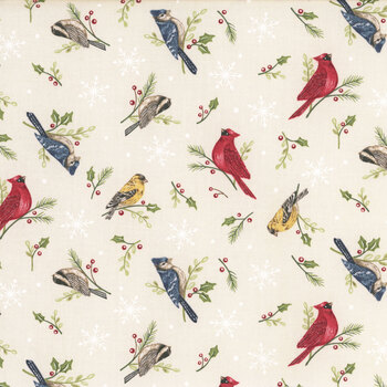 Snowy St. Nick 56221-11 Winter White Birds & Snowflakes by Deb Strain for Moda Fabrics