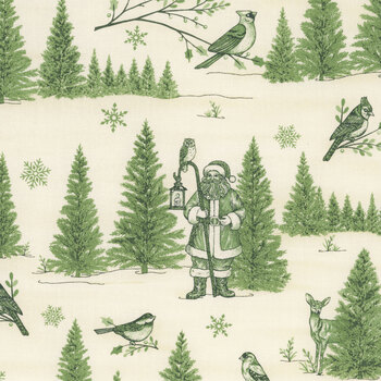 Snowy St. Nick 56222-17 Eucalyptus Winter Woodland Toile by Deb Strain for Moda Fabrics