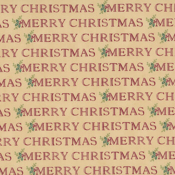 Snowy St. Nick 56224-12 Winter Doe Tan Merry Christmas Lettering  by Deb Strain for Moda Fabrics
