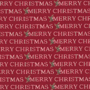 Snowy St. Nick 56224-13 Berry Red Merry Christmas Lettering  by Deb Strain for Moda Fabrics