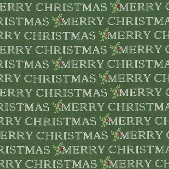 Snowy St. Nick 56224-18 Moss Green Merry Christmas Lettering  by Deb Strain for Moda Fabrics