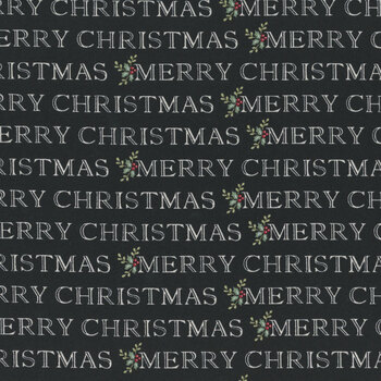 Snowy St. Nick 56224-20 Midnight Black Merry Christmas Lettering  by Deb Strain for Moda Fabrics