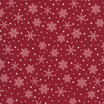 Snowy St. Nick 56226-13 Berry Red Falling Snowflakes by Deb Strain for Moda Fabrics
