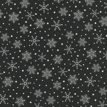 Snowy St. Nick 56226-20 Midnight Black Falling Snowflakes by Deb Strain for Moda Fabrics
