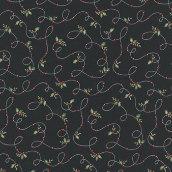 Snowy St. Nick 56227-20 Midnight Black Berries on a String by Deb Strain for Moda Fabrics