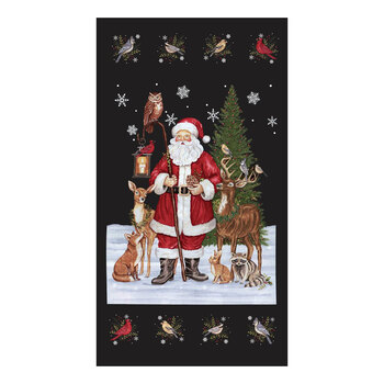 Snowy St. Nick 56229-20 Midnight Black Snowy St. Nick Panel by Deb Strain for Moda Fabrics