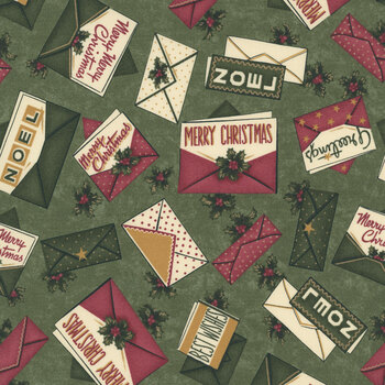 A Vintage Christmas II 4630-15 Green Christmas Cards by Kansas Troubles Quilters for Moda Fabrics