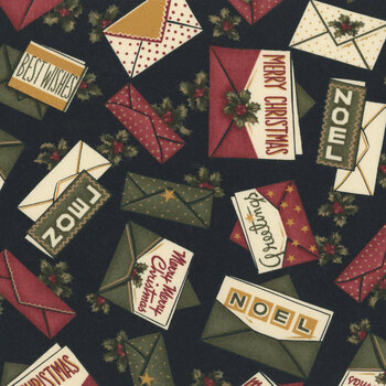 A Vintage Christmas II 4630-19 Black Christmas Cards by Kansas Troubles Quilters for Moda Fabrics