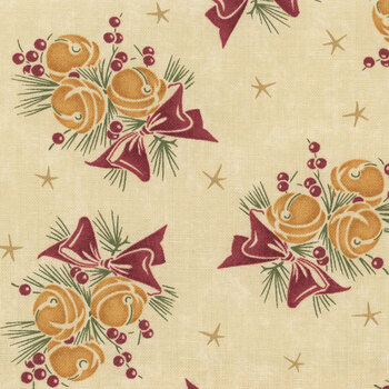 A Vintage Christmas II 4631-11 Tan Jingle Bells by Kansas Troubles Quilters for Moda Fabrics