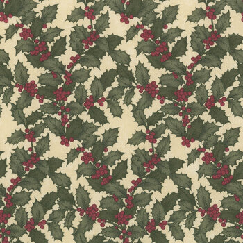 A Vintage Christmas II 4632-11 Tan Holly by Kansas Troubles Quilters for Moda Fabrics