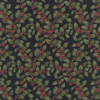 A Vintage Christmas II 4632-19 Black Holly by Kansas Troubles Quilters for Moda Fabrics