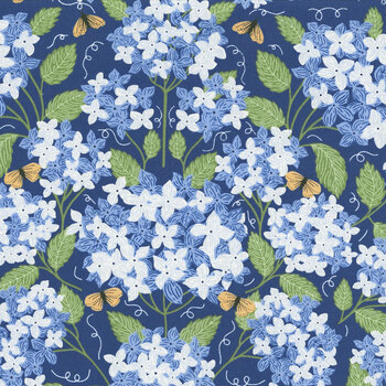 Prairie Blue 48450-16 Delft Blue Hydrangea by Gingiber for Moda Fabrics