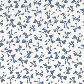 Nantucket Noel 55373-28 White - Nantucket Blue Christmas Bows by Camille Roskelley for Moda Fabrics