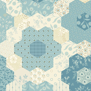 Grandma's Flower Garden A-9849-B1 Mountain Blue by Laundry Basket Quilts for Andover Fabrics