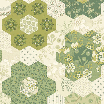 Grandma's Flower Garden A-9849-G Thyme by Laundry Basket Quilts for Andover Fabrics