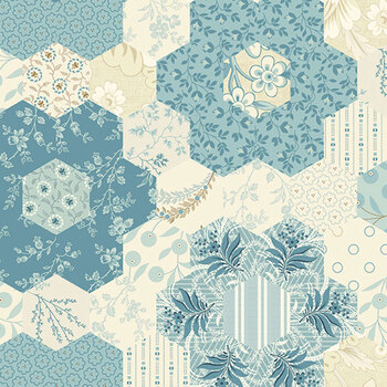 Grandma's Flower Garden 108" Wide AW-10832-B Mountain Blue by Laundry Basket Quilts for Andover Fabrics