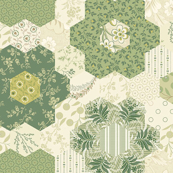 Grandma's Flower Garden 108" Wide AW-10832-G Thyme by Laundry Basket Quilts for Andover Fabrics