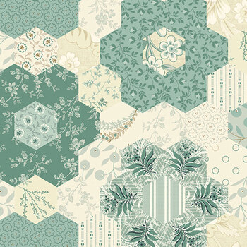 Grandma's Flower Garden 108" Wide AW-10832-T Robins Egg by Laundry Basket Quilts for Andover Fabrics