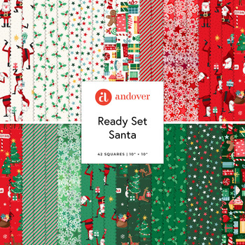 Ready Set Santa  10" Squares Makower UK for Andover Fabrics