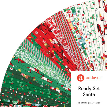 Ready Set Santa  2.5" Strips Makower UK for Andover Fabrics