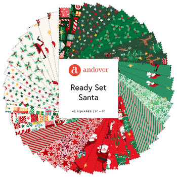 Ready Set Santa  5" Squares Makower UK for Andover Fabrics