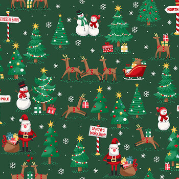 Ready Set Santa MU-331-G North Pole Green by Makower UK for Andover Fabrics