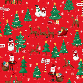 Ready Set Santa MU-331-R North Pole Red by Makower UK for Andover Fabrics
