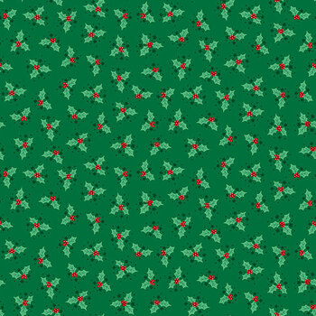 Ready Set Santa MU-333-G Holly Glow Green by Makower UK for Andover Fabrics
