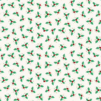 Ready Set Santa MU-333-Q Holly Glow Cream by Makower UK for Andover Fabrics
