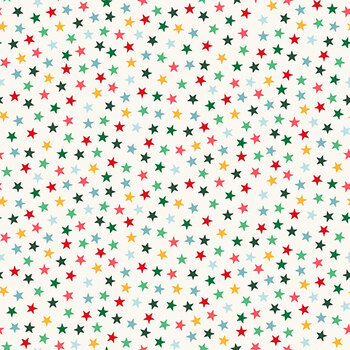 Ready Set Santa MU-334-Q Star Cream by Makower UK for Andover Fabrics