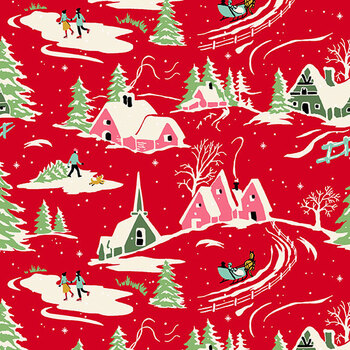 Home for the Holidays A-10842-R Winter Wonderland Christmas Red by Andover Fabrics